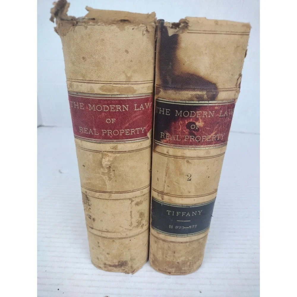 Set Of 2 Antique TIFFANY LAW Books 1903 Leather Covered Real Property Vol 1 & 2